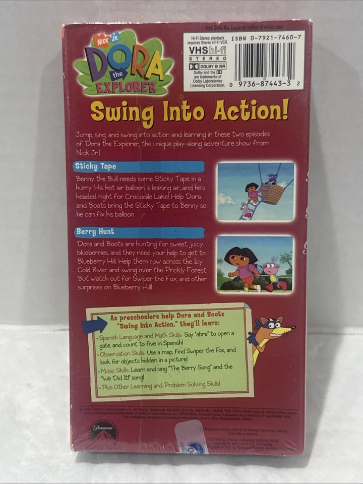 VHS Dora the Explorer Swing Into Action 2001 Children's Educational, Sealed New - Image 2 of 4