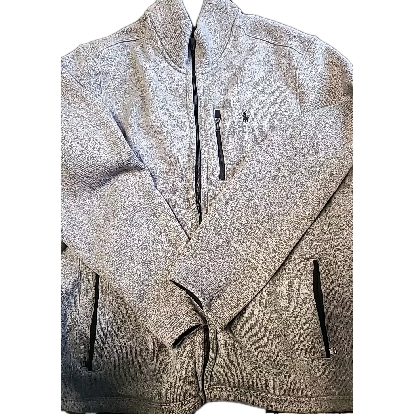 Ralph Lauren Polo SZ XXL 2XL Grey Fleece Full Zip Up Jacket Coat Pony Logo