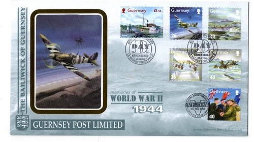 2004 GUERNSEY - MEMORIES OF WWII 1944 - BENHAM SILK FDC FROM COLLECTION B10
