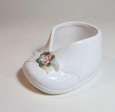 Vintage Ceramic Baby Boot/Shoe with bow and embroidered flower multiple colors 