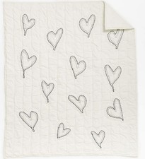 Crate Kids Leanne Ford Charcoal Heart Crib Quilt Cotton White Gray Black 40x50