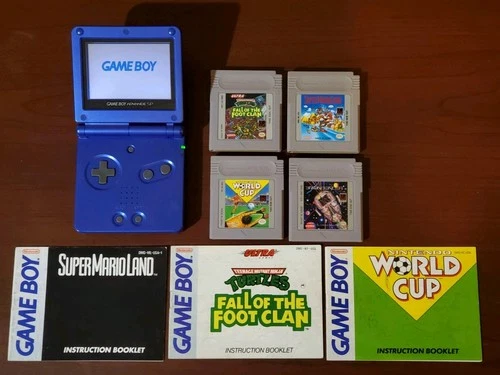 Nintendo Game Boy SP Advance Cobalt blue,4 Games Super Mario Land, Ninja Turtles