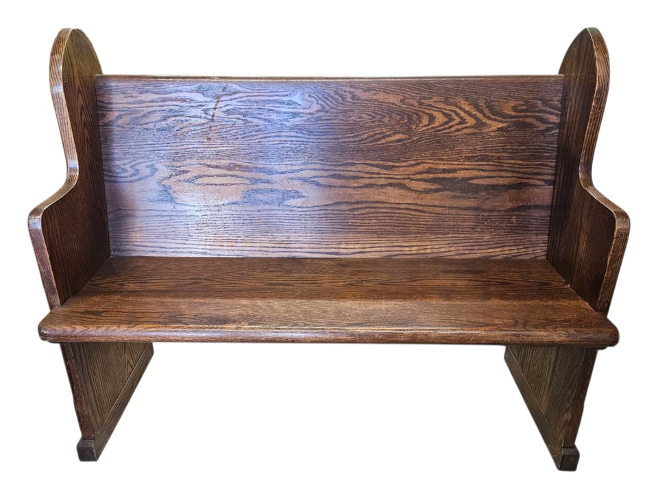 Antique Synagogue Bench Church Pew Solid Oak Neo Gothic Revival Star Of David A - Image 2 of 4