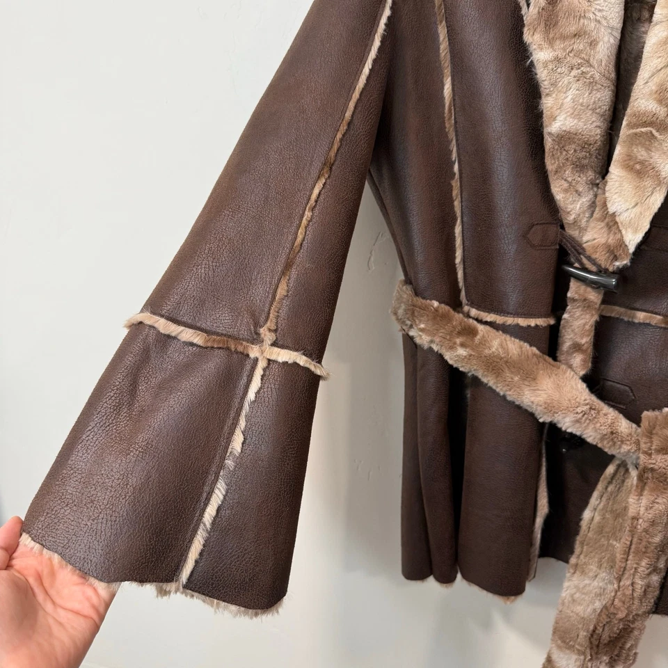 Cripple Creek Women's Faux Leather Jacket Faux Fur Lining Brown NEW Large - Image 2 of 4