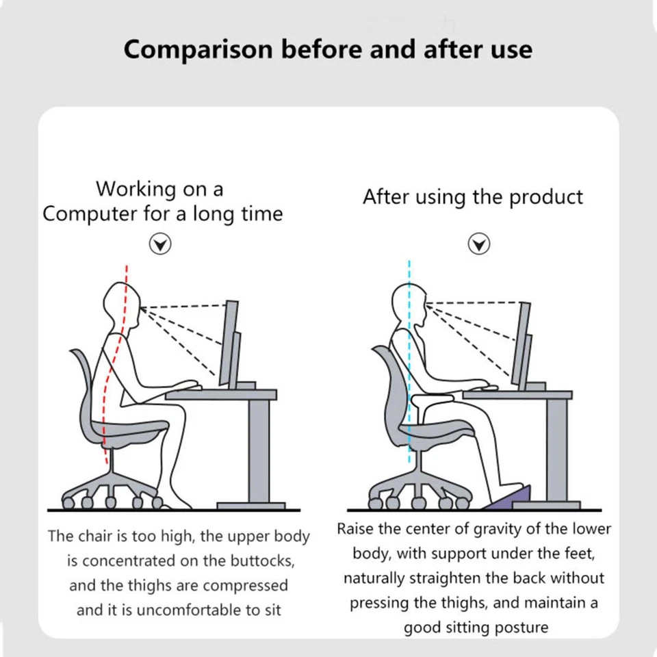 Home Footrest Pedal Under Desk 6 Heights Adjustable Foot Rest Tilted Foot Stool - Image 4 of 4