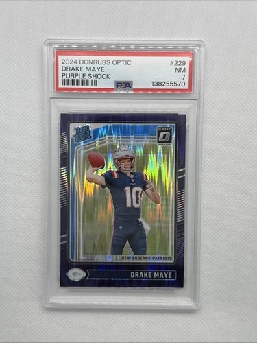 2024 Panini Donruss Optic - Rated Rookie Drake Maye #229 Purple Shock Prizm (RC)