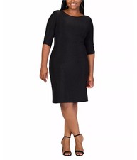 24seven Womens Sparkle Mini Dress, Black, Plus Size, 3X