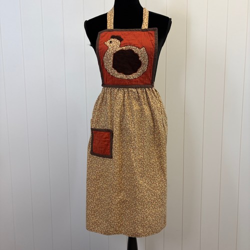 Handmade Quilted Chicken Full Bib Apron Women One Size Cottage Prairie Homestead