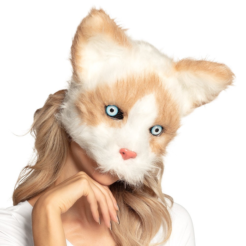 Ginger White Cat Plush Costume Headpiece Animal Fancy Dress Party