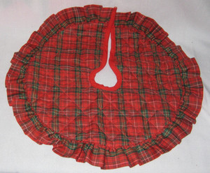 1990 - Red/Green Plaid Quilted Mini Tree Skirt - 12 inch - Hallmark