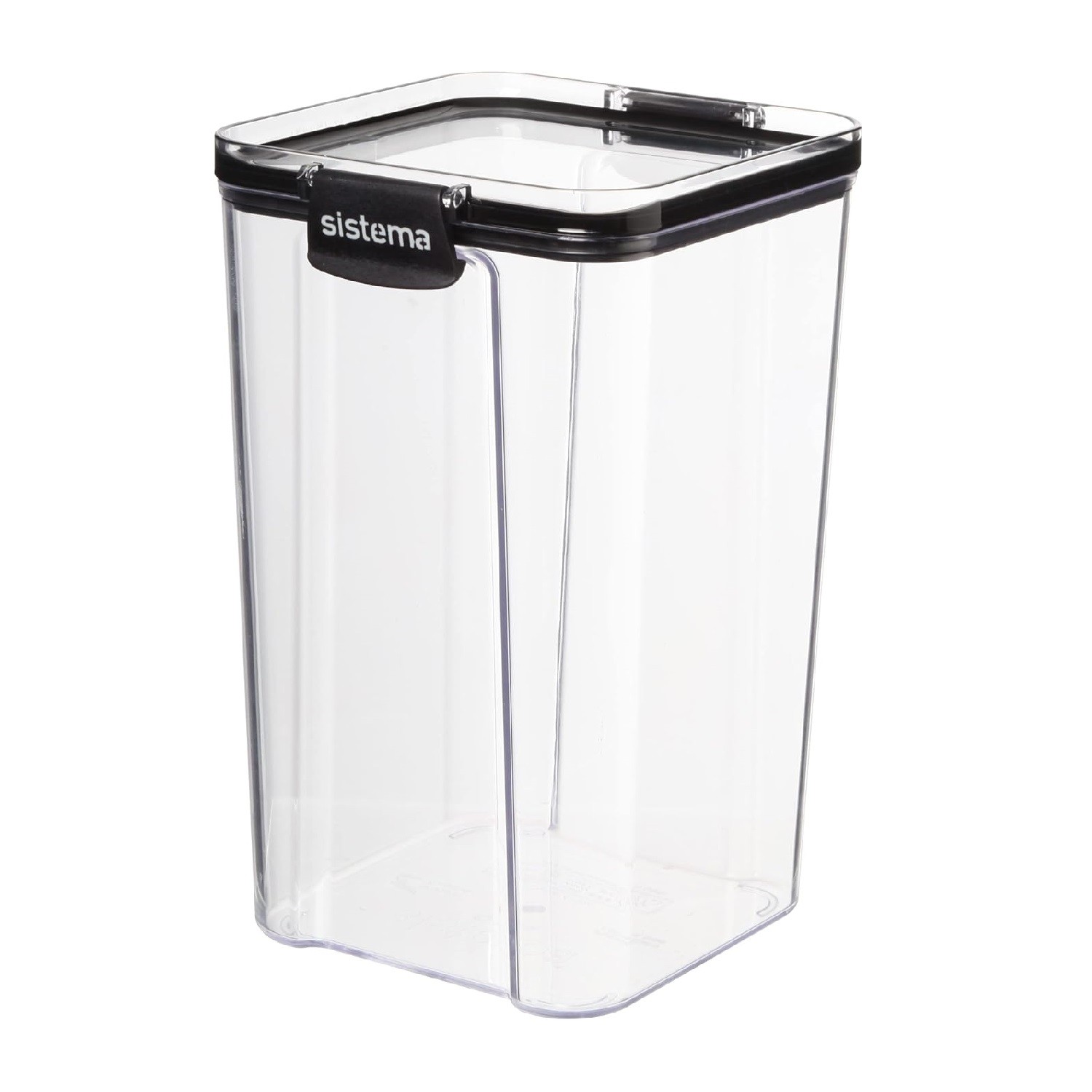 1x Sistema Tritan Ultra Square Food Storage Container Black 1.3Ltr-43.9oz