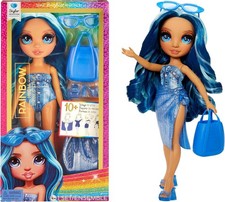 Rainbow High Swim & Style - Skyler (Blue) - 28 cm Doll with Shimmery Wrap to St