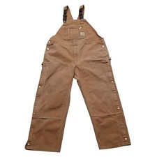 Carhartt Overall Bibs Mens 44X30 46X28 Brown Duck Canvas R37-BRN Double Knee