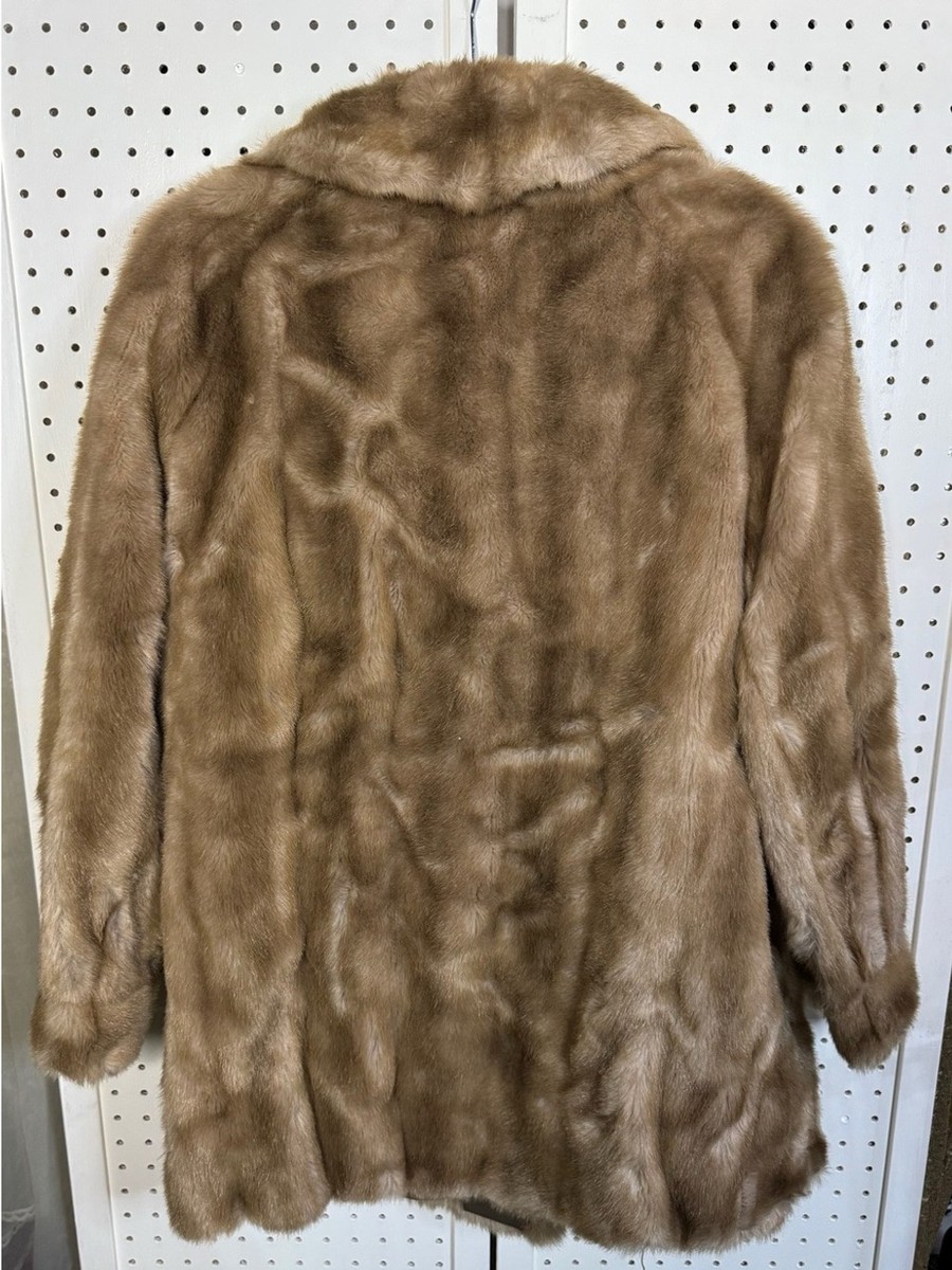 Vintage Women's Tan Faux Fur Coat - Elegant Winter Outerwear Small Mobwife View 3