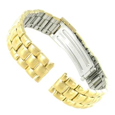 12mm Gilden Shiny Gold Tone Stainless Steel Deployment Buckle Ladies Watch Band