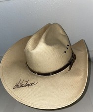 Stetson 8X Shantung Straw Cowboy Hat with Leather Hat Band Signed Autographed