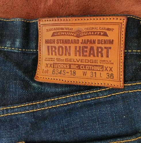 Iron Heart 634S-18 18 Unzen Selvedge Denim gerade Indigo W31 L36 Japan kostenloser Versand gebraucht - Bild 1 von 13