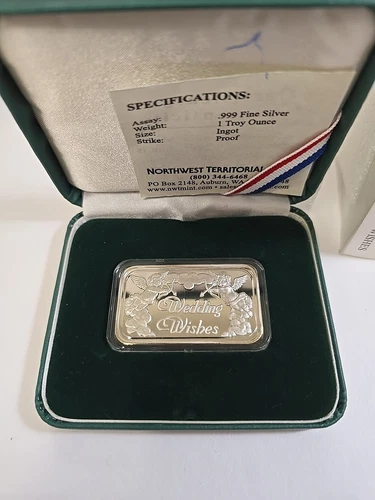 Wedding Wishes 1oz. Silver Bar .999 Northwest Territorial Mint Proof Finish!
