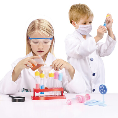 Kinder Wissenschaftler Kostüm Laborkittel mit Zubehör Rollenspiel Kostüm Outf