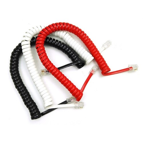 4-Core Modular Coiled Telephone Handset Cord for Telephone/Handset RJ9 - Zdjęcie 6 z 15