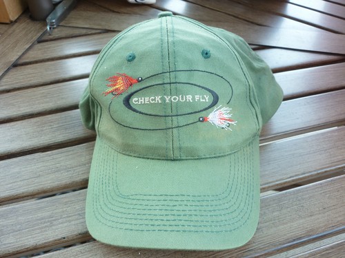 90s Vintage Check Your Fly Fly Fishing Sportsman Embroidered Outdoor Dad Hat Cap