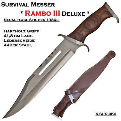 Bowie John Rambo Messer First Blood Part III K-SUR-3 Jagdmesser Outdoor Ledretui