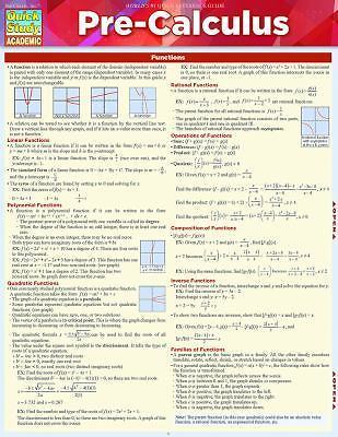 Pre-Calculus QuickStudy Laminated Reference Guide (QuickStudy Academic)  pamphl