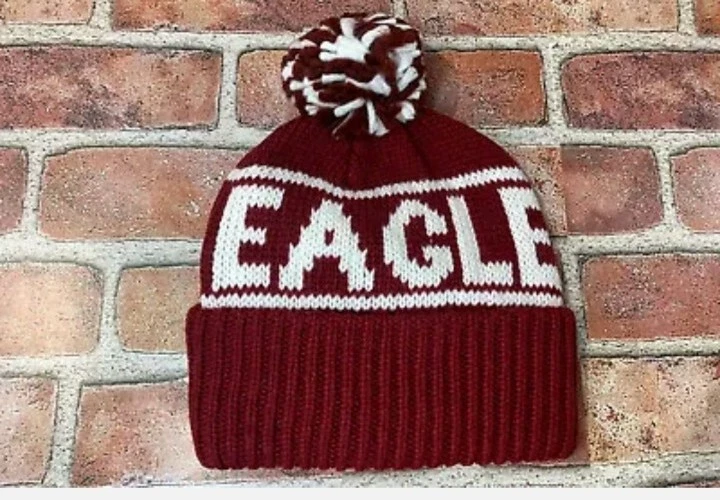 New American Eagle Unisex Beanie Marroon Eagle Lettering