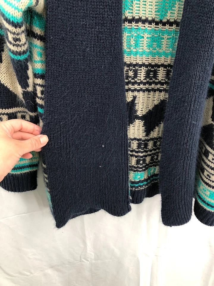 Love by Design Frente Abierto Manga Larga Cárdigan Suéter Azul Patrón Suroeste L Foto 4 de 4