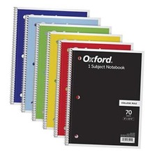 Spiral 6 Pack, 1 Subject, College Ruled Paper, 8 x 10-1/2 Inch, Color Notebook