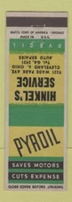 Matchbook Cover - Pyroil oil gas Hinkel's Cleveland OH