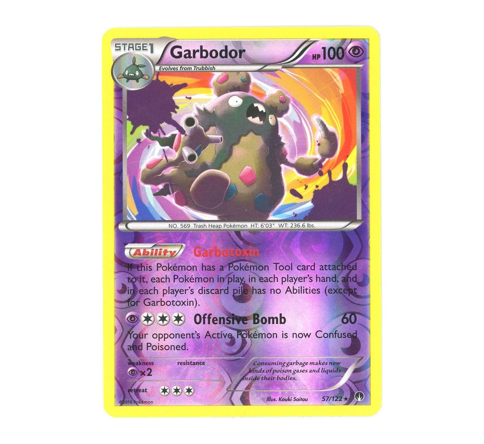 Garbodor 57/122 Breakpoint Reverse Holo Rare Pokemon Card