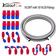 4AN-6AN-8AN-10AN Nylon Braided PTFE Fuel Line 10FT 20FT with 20 Fitting Hose Kit