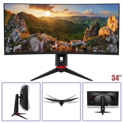 34'' Gaming Monitor Curved UWQHD 3440x1440 165Hz 2ms FreeSync HDMI DP 1.4 VA