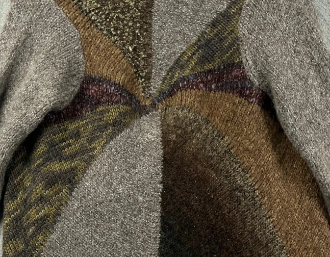 Cárdigan de lana de alpaca A GIANNETTI para mujer suéter mediano boho marrón retazos grueso Foto 4 de 4