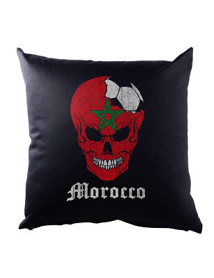 Morocco Football Skull I Dekokissen Moroccan Soccer Flag World Championship