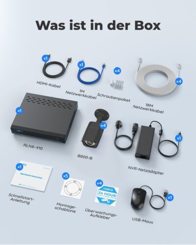 Reolink 4K Überwachungskamera Set 8CH 2TB HDD NVR für 24/7 Aufzeichnungen H.265 - Bild 12 von 12