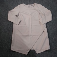 Asos Dress Womens 12 Beige Solid Asymmetrical Career Long Sleeve