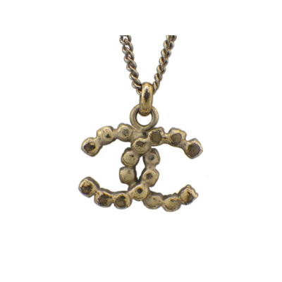 CHANEL CC Logo Rhinestone GP Chain Necklace Gold Color 44cm