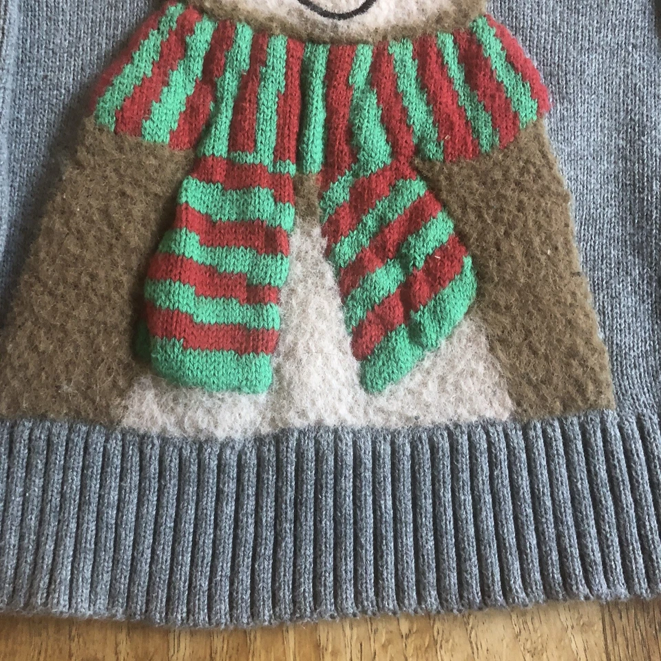 Suéter H&M Gris Tejido Navidad Vacaciones Rojo Nariz Reno Talla 4-6Y Foto 4 de 4