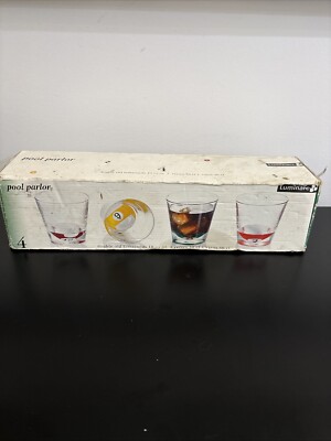 Luminarc Pool Parlor Double Old Fashioned Bar Glasses 10 1/4 Oz - Set Of 4 - NIB