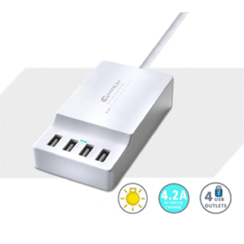 Sansai 4.2A 4-Ports USB Charging Station PAD-4011AU - Picture 1 of 4