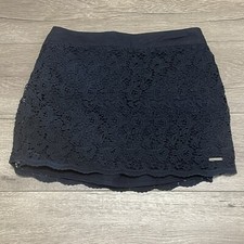 Abercrombie Fitch Navy Blue Floral Lace Mini Skirt Size Medium Cotton