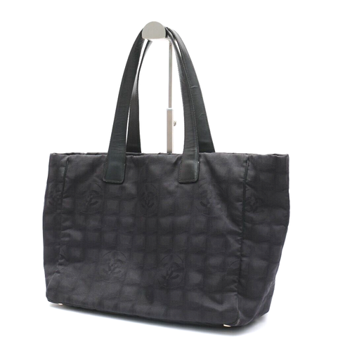 CHANEL Tote Shoulder Bag New Travel Line Black Authentic