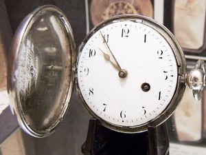 Montre De Poche Ancienne Pamson Argent Massif - Boîtier Double, Remontage à Clé, Fusée