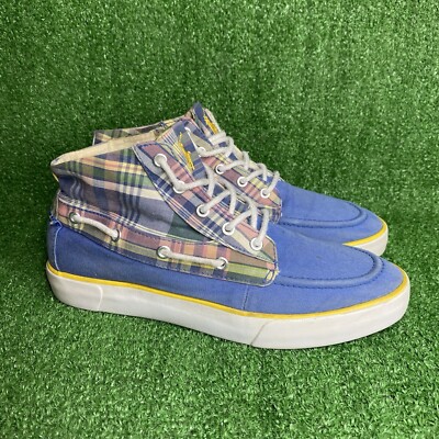 Polo Ralph Lauren Men s 8.5 D Plaid Lander Chukka High Top Canvas Sneakers