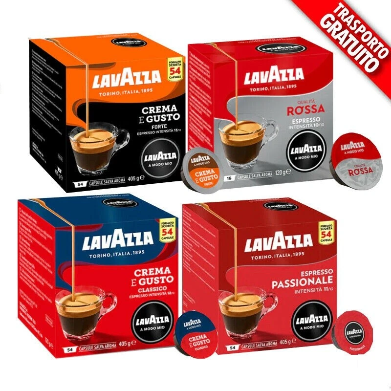108 216 324 432 Capsule Caffè Lavazza Modo Mio Mix a Scelta Crema Intenso da 54