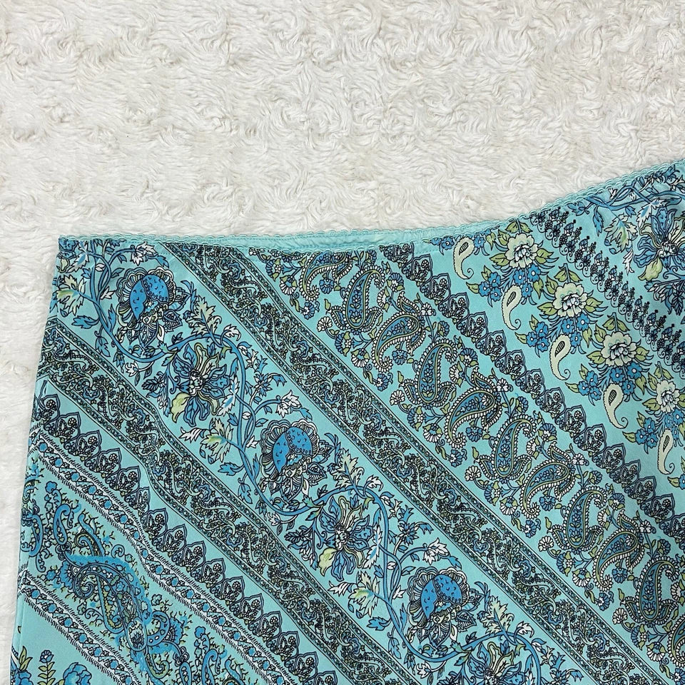 Falda de seda vintage Y2K Gap cachemira midi talla 8 azul cintura elástica Phoebe Buffay Foto 2 de 4