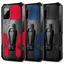 Case For Samsung Galaxy A02S, Shockproof Belt Clip Phone Cover w/ Tempered Glass