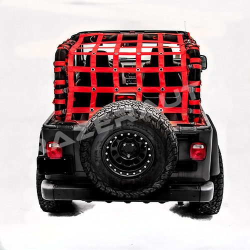 Off Road 2 Door RED Cargo Net System Restraint Net for 97-06 Jeep Wrangler TJ - Picture 2 of 3